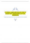 FLORIDA LAWS AND RULES FOR PT EXAM TEST QUESTIONS&lpar;ACTUAL ANSWERS&rpar;