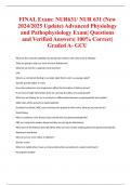 FINAL Exam&colon; NUR631&sol; NUR 631 &lpar;New 2024&sol;2025 Update&rpar; Advanced Physiology and Pathophysiology Exam&vert; Questions and Verified Answers&vert; 100&percnt; Correct&vert; Graded A- GCU
