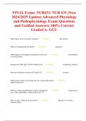 FINAL Exam&colon; NUR631&sol; NUR 631 &lpar;New 2024&sol;2025 Update&rpar; Advanced Physiology and Pathophysiology Exam&vert; Questions and Verified Answers&vert; 100&percnt; Correct&vert; Graded A- GCU