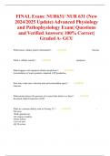 FINAL Exam&colon; NUR631&sol; NUR 631 &lpar;New 2024&sol;2025 Update&rpar; Advanced Physiology and Pathophysiology Exam&vert; Questions and Verified Answers&vert; 100&percnt; Correct&vert; Graded A- GCU