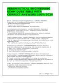 AERONAUTICAL ENGINEERING EXAM QUESTIONS WITH CORRECT ANSWERS 100&percnt; 2024