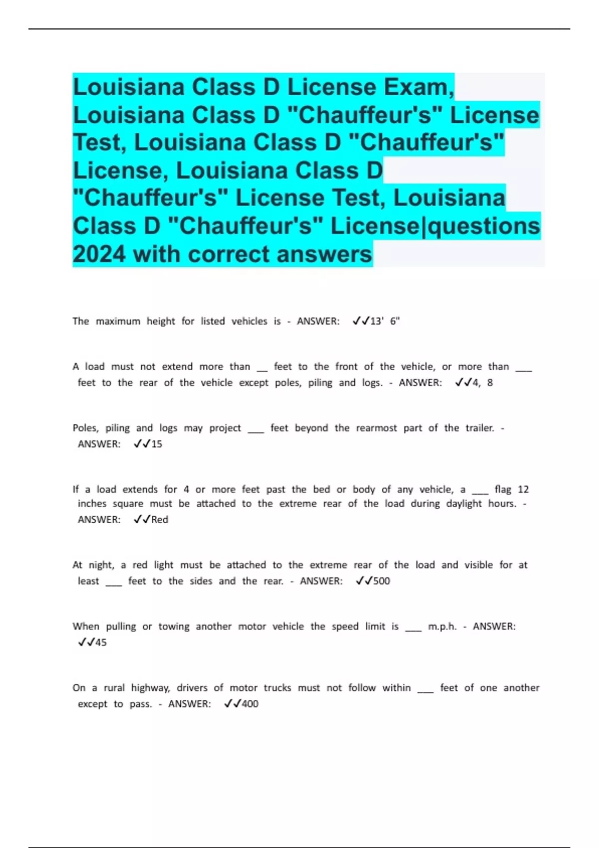 CLASS D LICENSE LOUISIANA STUDY GUIDE intelligence overview
