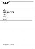 AQA A-level MATHEMATICS 7357&sol;3 Paper 3 Mark scheme June 2023