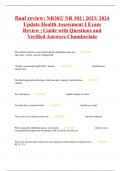 final review&colon; NR302&sol; NR 302 &vert; 2023&sol; 2024 Update Health Assessment I Exam Review &vert; Guide with Questions and Verified Answers Chamberlain