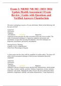 NR302&sol; NR 302 &vert; 2023&sol; 2024 Update Health Assessment I Exam Review &vert; Guide with Questions and Verified Answers Chamberlain