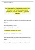 CRITICAL THINKING & NURSING PROCESS TEST WITH MULTIPLE&comma; CORRECTLY ANSWERED QUESTIONS ALREADY GRADED A&plus;  &vert;NEWEST UPDATE