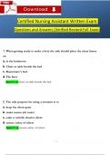 CNA - Certified Nursing Assistant Written Exam &lpar;2024 &sol; 2025&rpar; Expected Questions and Revised Correct Answers&period; with 100&percnt; Guarantee Pass