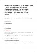 OMVIC AUTOMATIVE TEST &lpar;CHAPTER 1-18&rpar; ACTUAL &sol;NEWEST 2024 WITH WELL SORTED QUESTIONS AND ANSWERS &sol;GRADED A&plus;&sol;BEST FOR THAT GOOD GRADE 