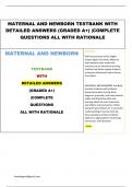 MATERNAL AND NEWBORN TESTBANK WITH DETAILED ANSWERS &lpar;GRADED A&plus;&rpar; &vert;COMPLETE QUESTIONS ALL WITH RATIONALE