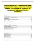 COMPREHENSIVE TEST BANK FOR MATERNAL AND NEWBORN TOPICS&comma; INCLUDING DETAILED ANSWERS THAT HAVE BEEN GRADED A&plus;&period; ALL 1300 QUERIES ARE ACCOMPANIED BY RATIONALE&period;