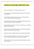 Nursing Care of the Older Adult FINAL Exam 2024&sol;2025 &lbrack;Rasmussen&rsqb;