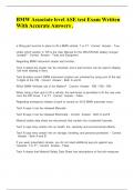 BMW Associate level ASE test Exam Written With Accurate Answers&period;