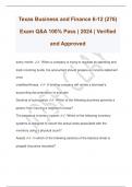 Texas Business and Finance 6-12 &lpar;276&rpar; Exam Q&A 100&percnt; Pass &vert; 2024 &vert; Verified and Approved