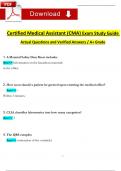 Certified Medical Assistant Exam Study Guide Questions and Revised Correct Answers &lpar;2026 &sol; 2027&rpar; 100&percnt; Guarantee Pass