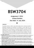  BSW3704 Assignment 2 &lpar;ANSWERS&rpar; 2024 - DISTINCTION GUARANTEED