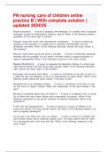 PN nursing care of children online practice B &vert; With complete solution &vert; updated 2024&sol;25