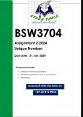 BSW3704 Assignment 2 &lpar;QUALITY ANSWERS&rpar; 2024