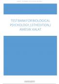 TEST BANK FOR BIOLOGICAL PSYCHOLOGY&comma; 13TH EDITION&comma; JAMES W&period; KALAT