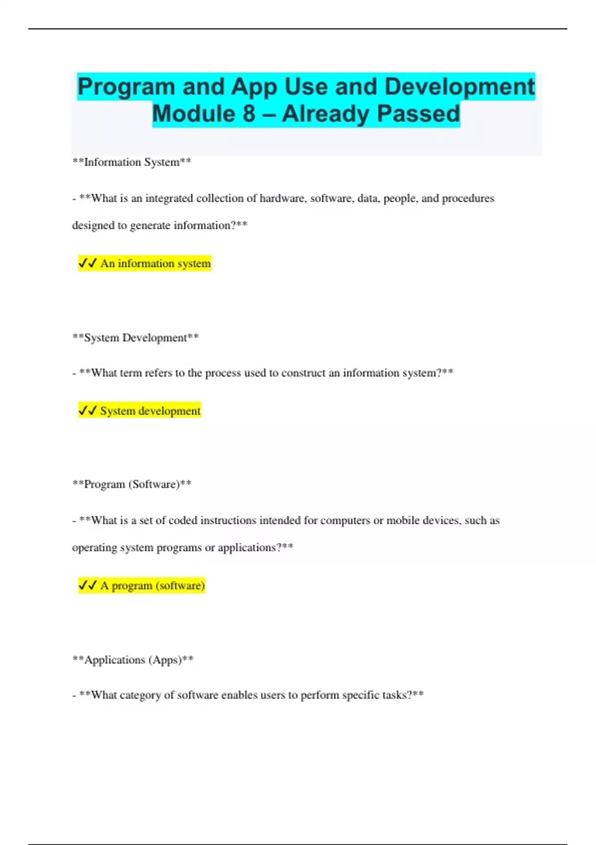 Program and App Use and Development Module 8 – Already Passed - Program ...