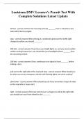 Louisiana DMV Learner's Permit Test With Complete Solutions Latest Update