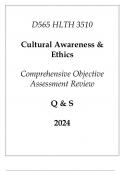 &lpar;WGU D565&rpar; HLTH 3510 Cultural Awareness & Ethics Comprehensive OA Review Q & S 2024&period;