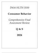 &lpar;WGU D616&rpar; HLTH 3550 Consumer Behavior Comprehensive FA Review Q & S 2024
