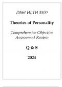 &lpar;WGU D564&rpar; HLTH 3500 Theories of Personality Comprehensive OA Review Q & S 2024&period;