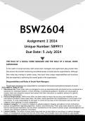 BSW2604 Assignment 2 &lpar;ANSWERS&rpar; 2024 - DISTINCTION GUARANTEED