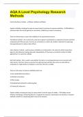 AQA A Level Psychology Research Methods questions and 100&percnt; answers&period;