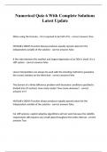 Numerical Quiz 6 With Complete Solutions Latest Update