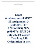Exam &lpar;elaborations&rpar; TMS3722 Assignment 3 &lpar;COMPLETE ANSWERS&rpar; 2024 &lpar;698937&rpar; - DUE 26 July 2024 &bull;&Tab;Course &bull;&Tab;Teaching Life Orientation in the Senior Phase &lpar;TMS3722&rpar; &bull;&Tab;Institution &bull;&Tab;University Of South Africa &lpar;Unisa&rpar; &bull;&Tab;Book &bull;&Tab;Teaching Life Orientation&comma; Senior a