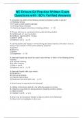 NC Drivers Ed Practice Written Exam  Questions with 100&percnt; Verified Answers