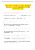 LUBRICATION SYSTEMS TEST QUESTIONS WITH CORRECT ANSWERS 2024&sol;2025 UPDATED GUARANTEED PASS
