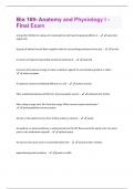Bio 169- Anatomy and Physiology I -Final Exam Question with 100 &percnt; correct answers &vert; Verified &vert; updated