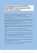 Fundamentals Nursing PHYSICAL ASSESSMENT Exam Questions With 100&percnt; Correct Answers&period;