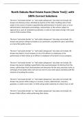 North Dakota Real Estate Exam &lpar;State Test&rpar;&vert; with 100&percnt; Correct Solutions