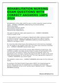 REHABILITATION NURSING EXAM QUESTIONS WITH CORRECT ANSWERS 100&percnt; 2024