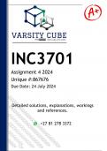 INC3701 Assignment 4 &lpar;DETAILED ANSWERS&rpar; 2024 - DISTINCTION GUARANTEED