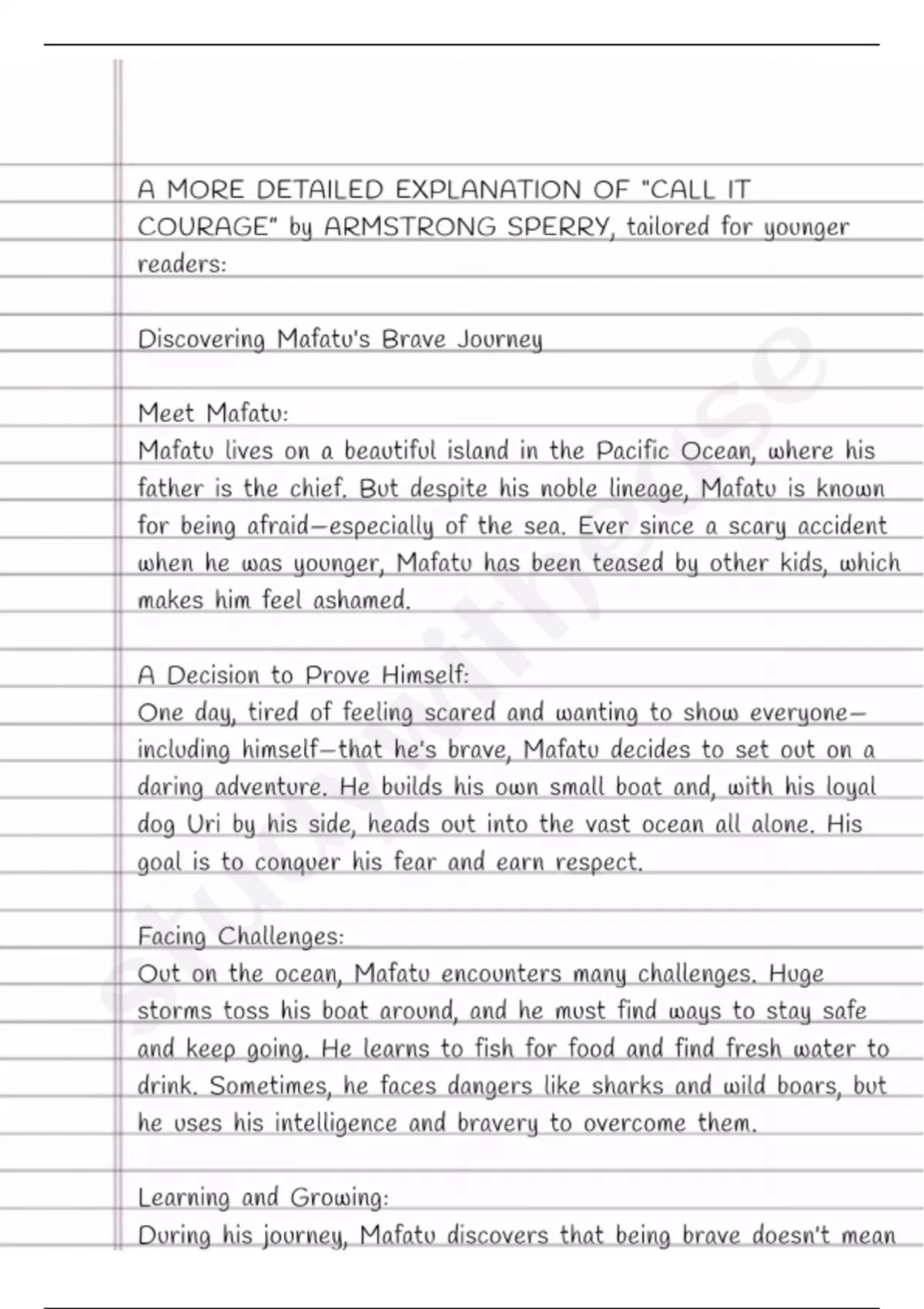 CALL IT COURAGE BY ARMSTRONG SPERRY -SUMMARY AND QUESTIONS - English ...