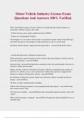 Motor Vehicle Industry License Exam Questions And Answers 100&percnt; Verified&period;