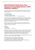 HESI PN Mental Health Exam Prep Questions & Knowledge Review &vert; 100&percnt; VERIFIED CORRECT 