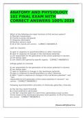 ANATOMY AND PHYSIOLOGY 102 FINAL EXAM WITH CORRECT ANSWERS 100&percnt; 2024