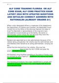 ALF CORE TRAINING FLORIDA OR ALF  CORE EXAM&comma; ALF CORE PRACTICE EXAM  LATEST 2024 WITH UPDATED QUESTIONS  AND DETAILED CORRECT ANSWERS WITH  RATIONALES &lpar;ALREADY GRADED A&plus;&rpar; 