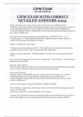 CIPM EXAM WITH CORRECT DETAILED ANSWERS 2024&period;