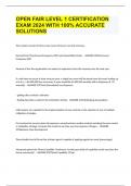 OPEN FAIR LEVEL 1 CERTIFICATION EXAM 2024 WITH 100&percnt; ACCURATE SOLUTIONS