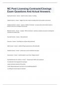 NC Post Licensing Contracts&sol;Closings Exam Questions And Actual Answers&period;