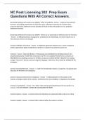 NC Post Licensing 302  Prep Exam Questions With All Correct Answers&period;