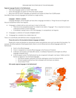 Friesland and minorities in the Netherlands Lecture summary