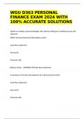 WGU D363 PERSONAL FINANCE EXAM 2024 WITH 100&percnt; ACCURATE SOLUTIONS