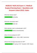 NUR242&sol; NUR 242 Exam 4 &vert; Medical-Surgical Nursing Exam &vert; Questions and Answers Latest 2024&vert; Galen 